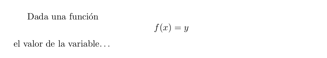Ecuación sin número en una línea a parte