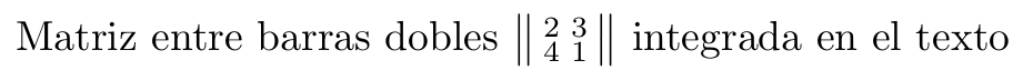 Matriz entre barras dobles integrada en el texto