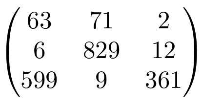 Matriz con celdas centradas