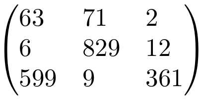 Matriz con celdas alineadas a la izquierda