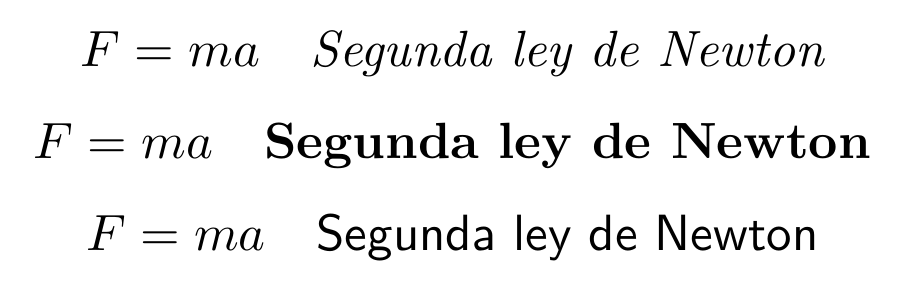 Tipos de letra dentro de una ecuación